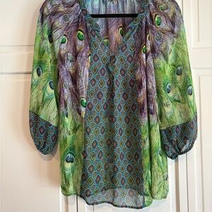 Elegant Green and Purple Women's Blouse